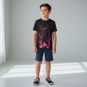Graphic Black Tee with Pink Design